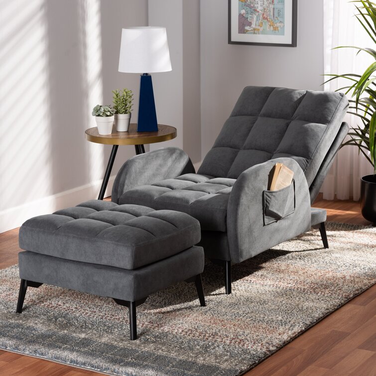 Angielina Upholstered Accent Chair with Ottoman